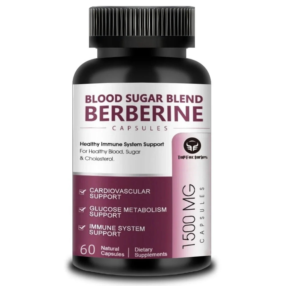 Berberine Supplement 1500mg Support Cardiovascular, Blood Pressure & Sugar High Potency with Ceylon Cinnamon, Turmeric Vegan