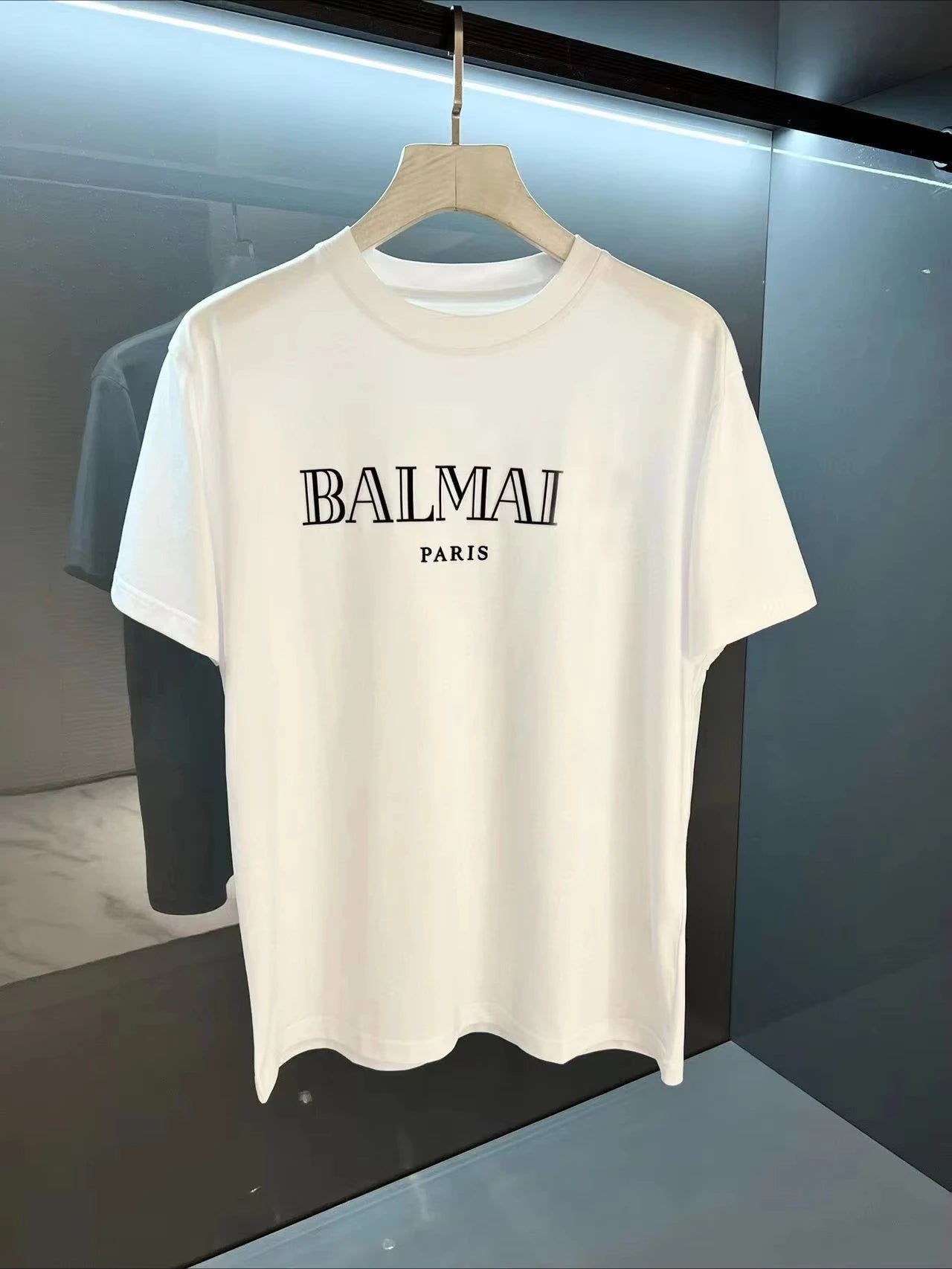 2025Summer Fashion Men's T-shirt Balmai Top Luxury Brand Letter Print T-shirt Short Sleeve T-shirt Women's Fashion Crew-neck Top