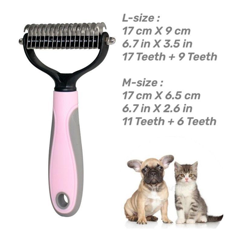 Professional Pet Deshedding Brush 2 Sided Dematting Dog Comb Cat Brush Rake Puppy Grooming Tools Undercoat Shedding Flying Hair - Jointcorp