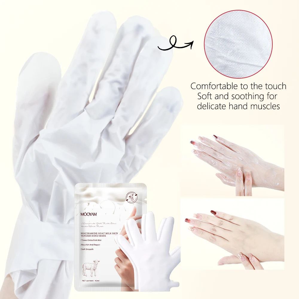 8pcs Nicotinamide Goat Milk Moisturizing Hand Mask Gloves Cracked Hands Anti-aging Repair Rough Hand Skin Care