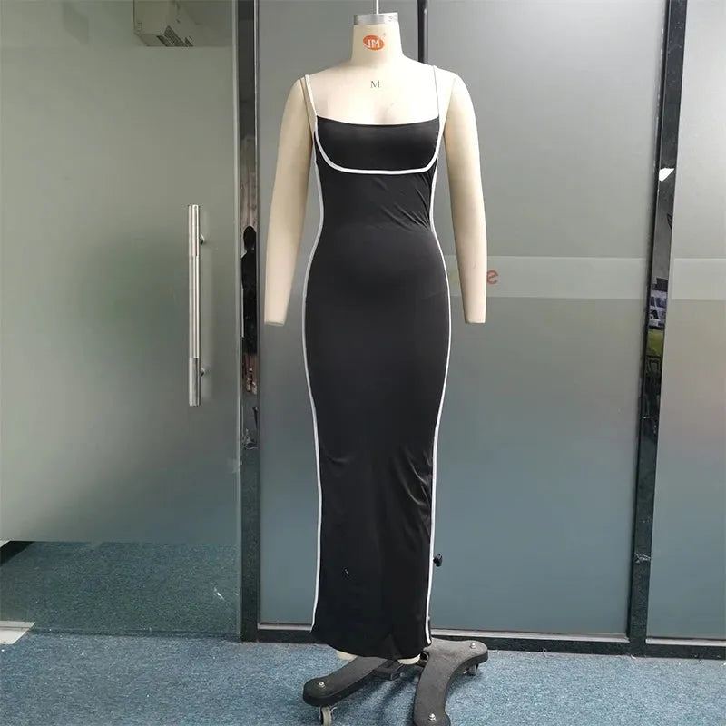 Women Maxi Dress Square Neck Sleeveless