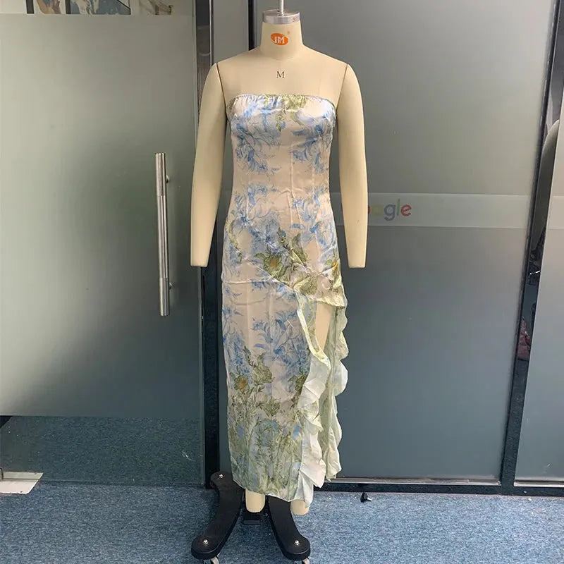 Women Maxi Dress Summer Fashion Strapless Sleeveless