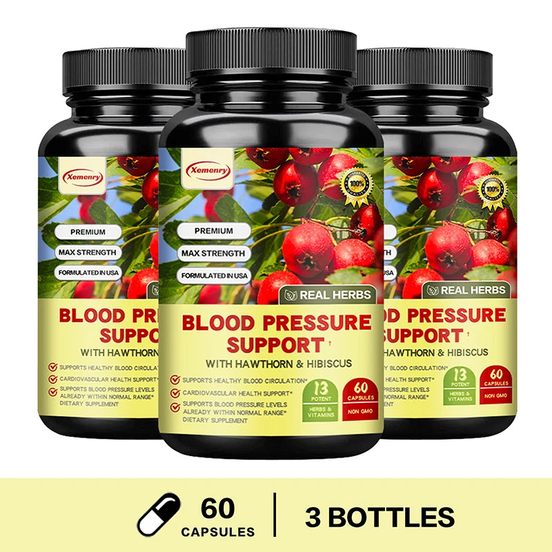 Blood Pressure Support - with Hawthorn & Hibiscus - Supports Cardiovascular Health and Promotes Blood Circulation