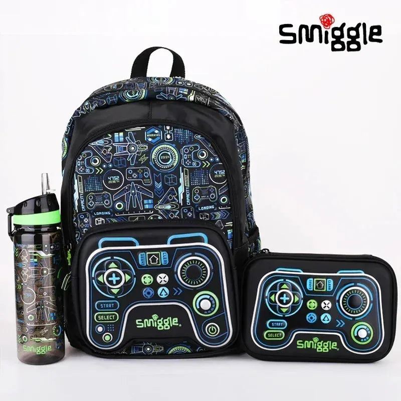 Genuine Australian Smiggle Black Game Controller Backpack Stationery Box Straw Kettle Crossbody Handle Meal Bag Student Gift