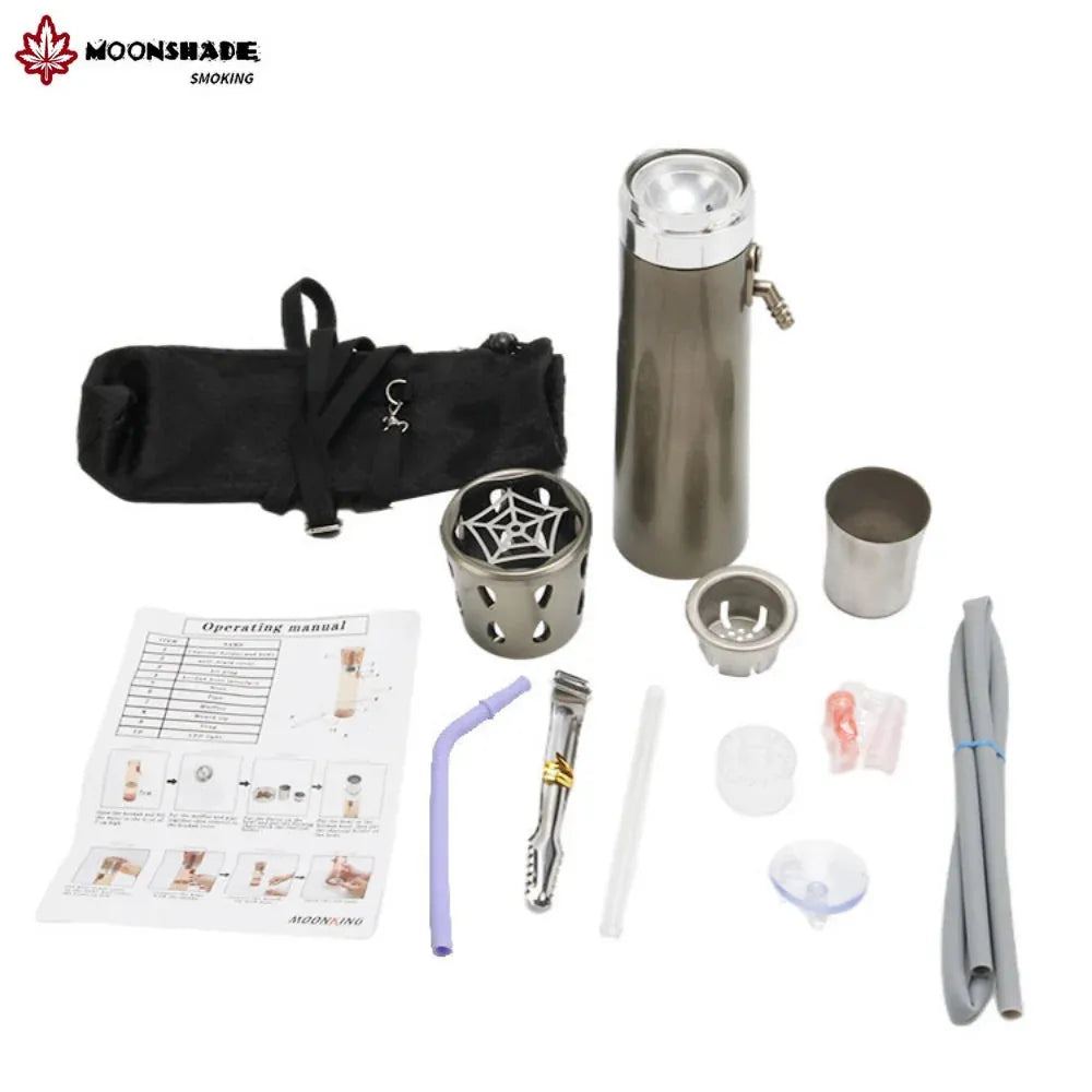 MOONSHADE Portable Handheld LED Car Hookah Set Colorful Lights Complete Acrylic Shisha Narguile Kit Outdoor Travel Smoking Tool