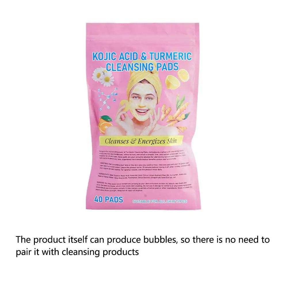 40/50pcs Kojic Acid Turmeric Cleansing Pads Curcuma Longa Root Facial Sponges Exfoliating Pads Daily Cleansing Skin Care Product
