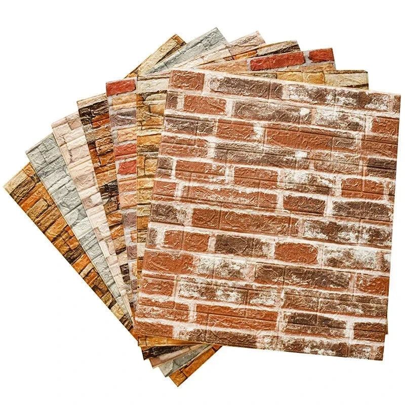 10PCS 3MM Self-adhesive 3D Brick Wallpaper PE Foam Waterproof Wall Panels Peel and Stick Wall Stickers Home Diy Decoration