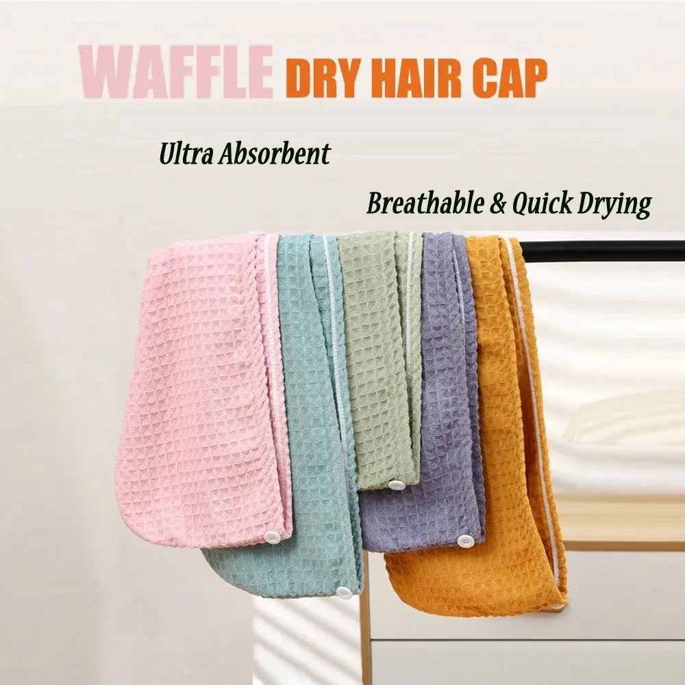 1 Pcs Waffle Hair Towel Thickened Super Absorbent, Quick-drying Hair Drying Towel Wearable Towel For Women & Girl