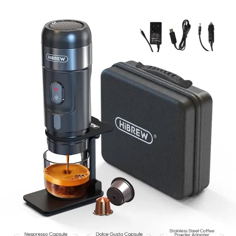HiBREW Portable Coffee Machine for Car & Home,DC12V Expresso Coffee Maker Fit Nexpresso Dolce Pod Capsule Coffee Powder H4A