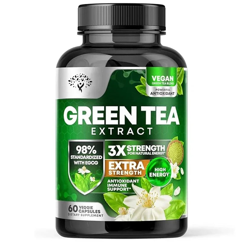 Green Tea Extract Antioxidant Supplement - Natural Energy Containing Polyphenols - Mild -60 Capsules