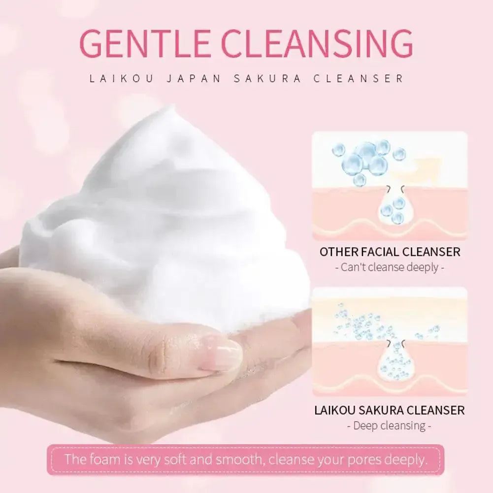 3pcs Facial Cleanser Face Serum Cream Skin Care Sets Sakura Essence Deep Clean Hydration Moisturizer Smoothing Face Care Kits