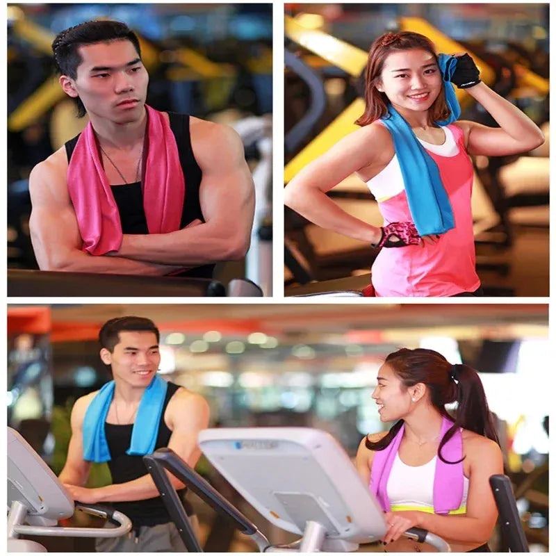 Sports Towel 100% Polyester Fiber Cold Feeling Towel Silicone Sleeve Compressed Cooling Sweat Absorption Quick Drying Cold Towel