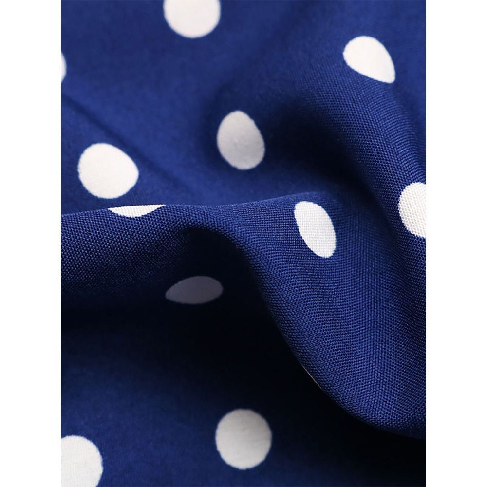 Ladies Vintage Dot Print Mini Dress Women Casual O Neck High Waist Slim Ruffles Spring Autumn Women Female Vestidos - Jointcorp