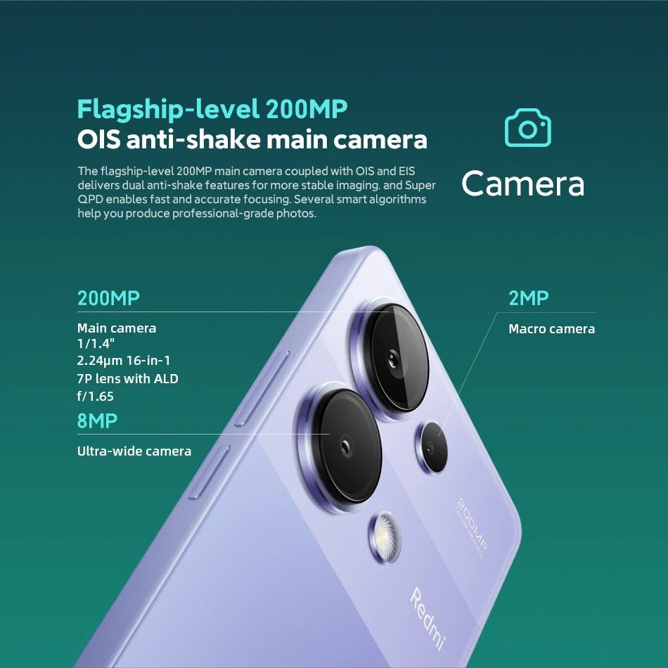 Global Version Xiaomi Redmi Note 13 Pro 4G Smartphone 200MP OIS Camera 120Hz AMOLED Display 5000mAh 67W Turbo Charging MIUI 14