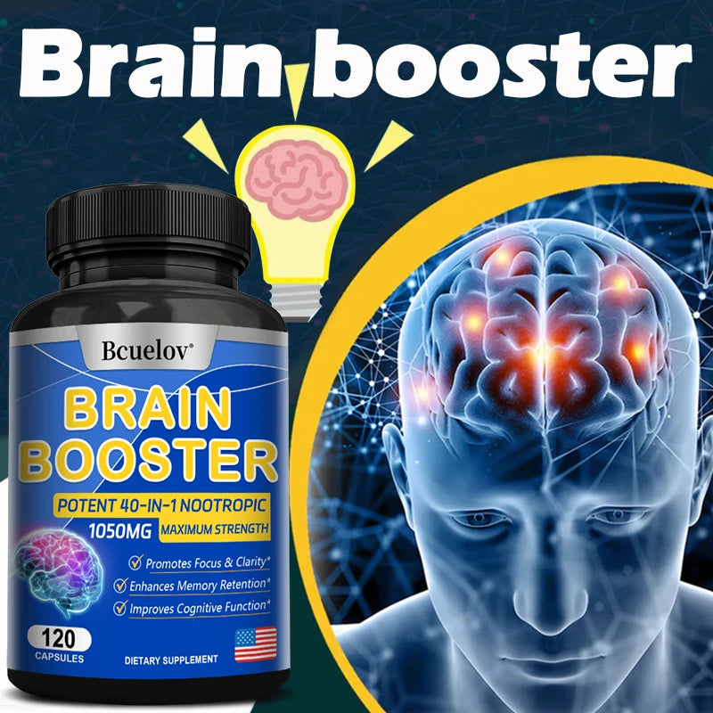 Powerful 14-in-1 Brain Booster - Supports Brain & Nervous System Health, Promotes Focus & Clarity, Boosts Cognitive Antioxidant