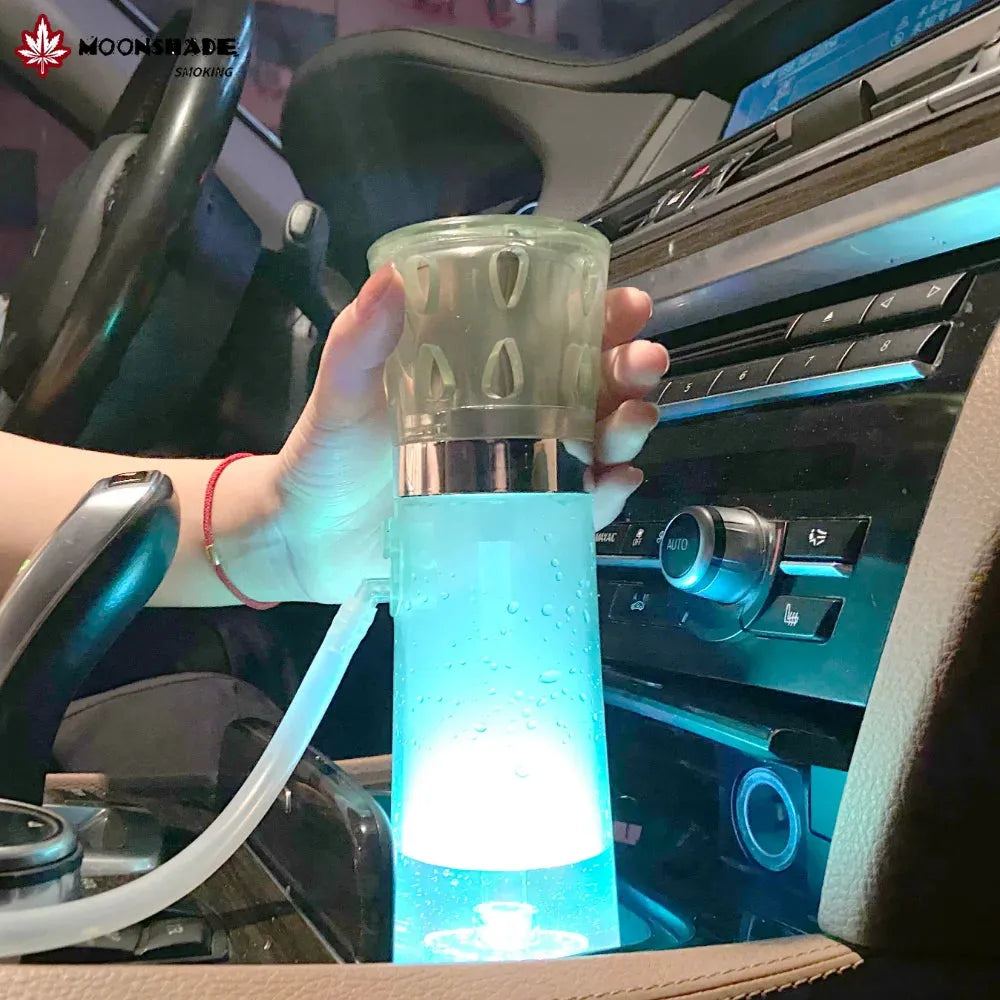 MOONSHADE Portable Handheld LED Car Hookah Set Colorful Lights Complete Acrylic Shisha Narguile Kit Outdoor Travel Smoking Tool