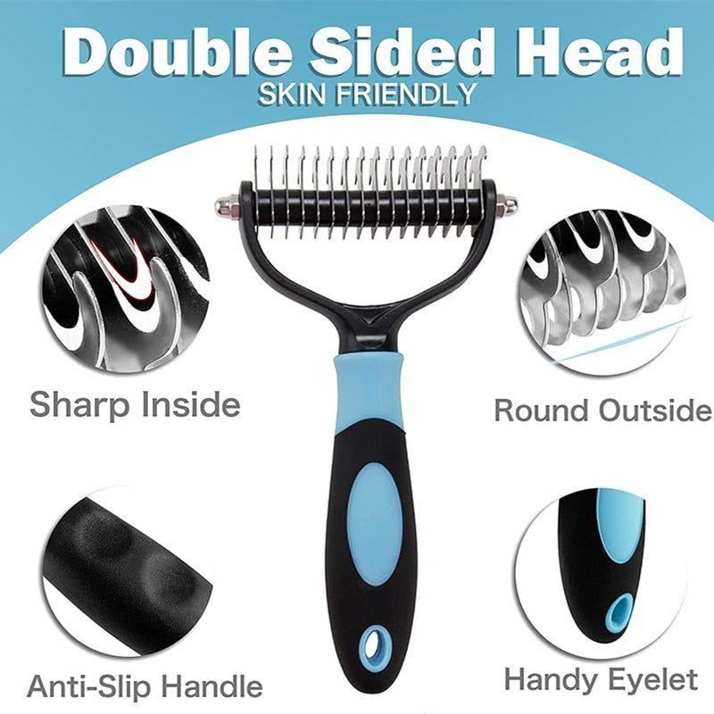 Professional Pet Deshedding Brush 2 Sided Dematting Dog Comb Cat Brush Rake Puppy Grooming Tools Undercoat Shedding Flying Hair - Jointcorp