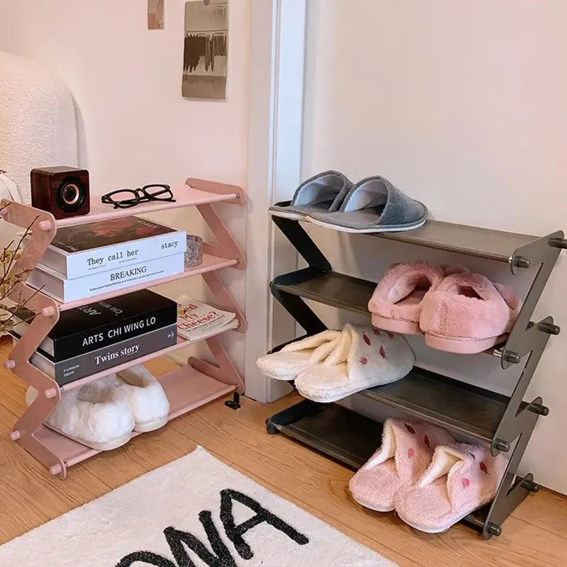 Simple Shoe Rack Organizer Cabinets Shoe Box Storage Layered Assembly ZType Shoe Hanger Space Saving for Household and Dormitory