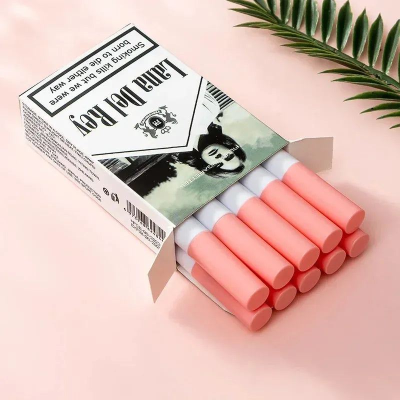 10 PCS Lana Del Rey Lipstick Matte Non Stick Cup Lip Gloss Smoke Pipe Lip Gloss Set Velvet Liquid Lipstick European Makeup