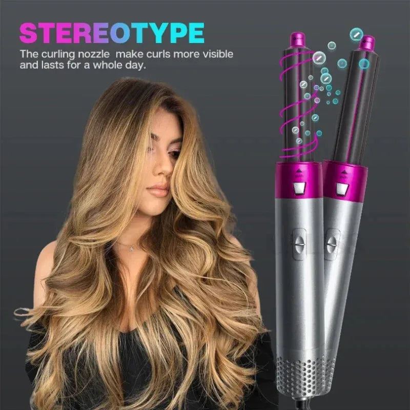 Hot Air Brush 5 in 1 Hair Dryer Brush Negative Ionic Detachable Hair Dryer Styler Air Culer Wand Hair Straightener Brush Blow