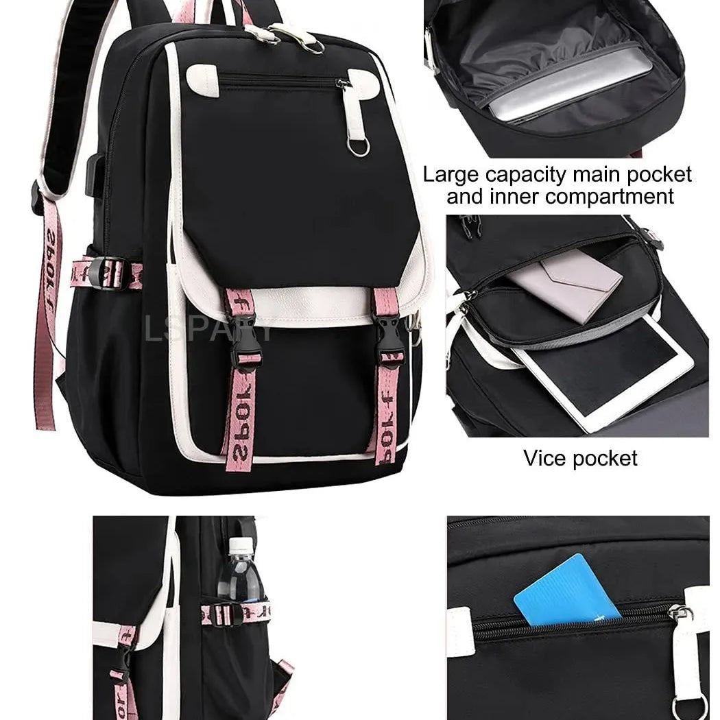 USB Charging ROBLOX Backpack Multi Pockets New ROBLOX Schoolbag Girls Kawaii Backpack Women Harajuku Mochila for Teenage Girls