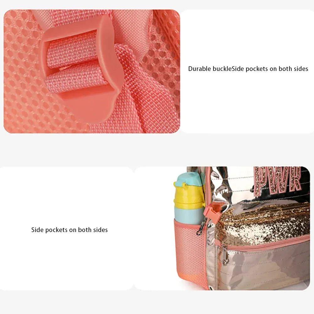 School Bags Backpacks for School Teenagers Girls Waterproof Spine Protection Schoolbag Sequined Detachable Lunch Bag Girls Bags