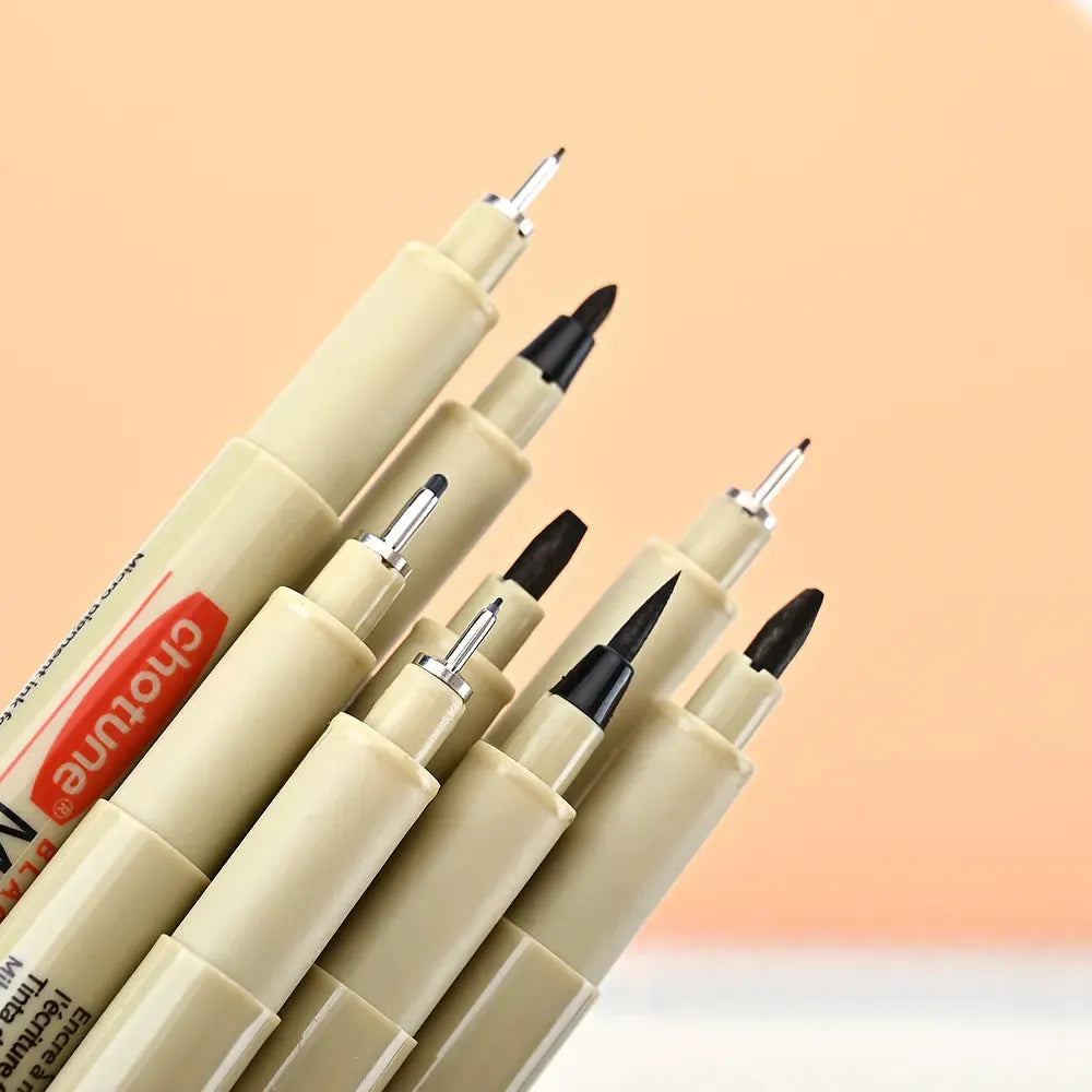 12 Tip Pigment Liner Micron Ink Marker Pen for Manga Draw Sketching Needle Pen Hook Line Pen Sketch Stationery Set Art Supplies