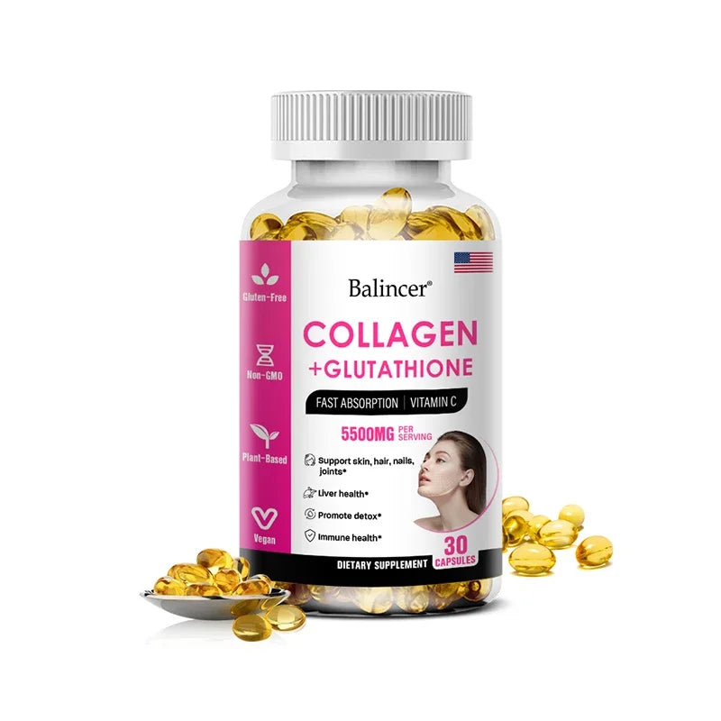 L-Glutathione and Collagen Supplement To Support Skin Care, Nails, Hair, Antioxidants and Immune System