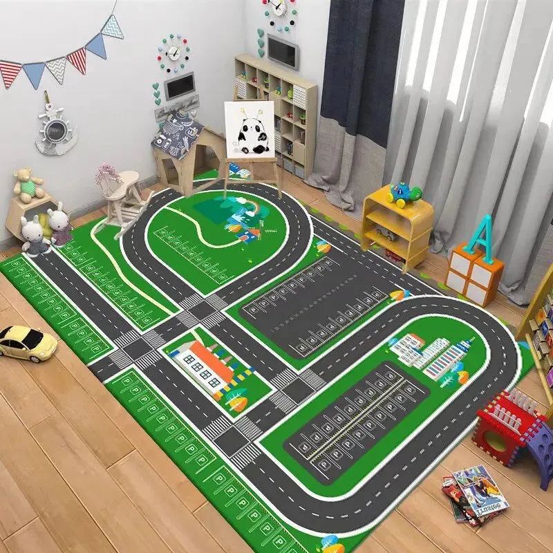 Children's Anti-slip Rug Crawl Mat Road Traffic Route Map Rug Living Room Sofa Coffee Table Carpets Baby Climbing Play Carpet