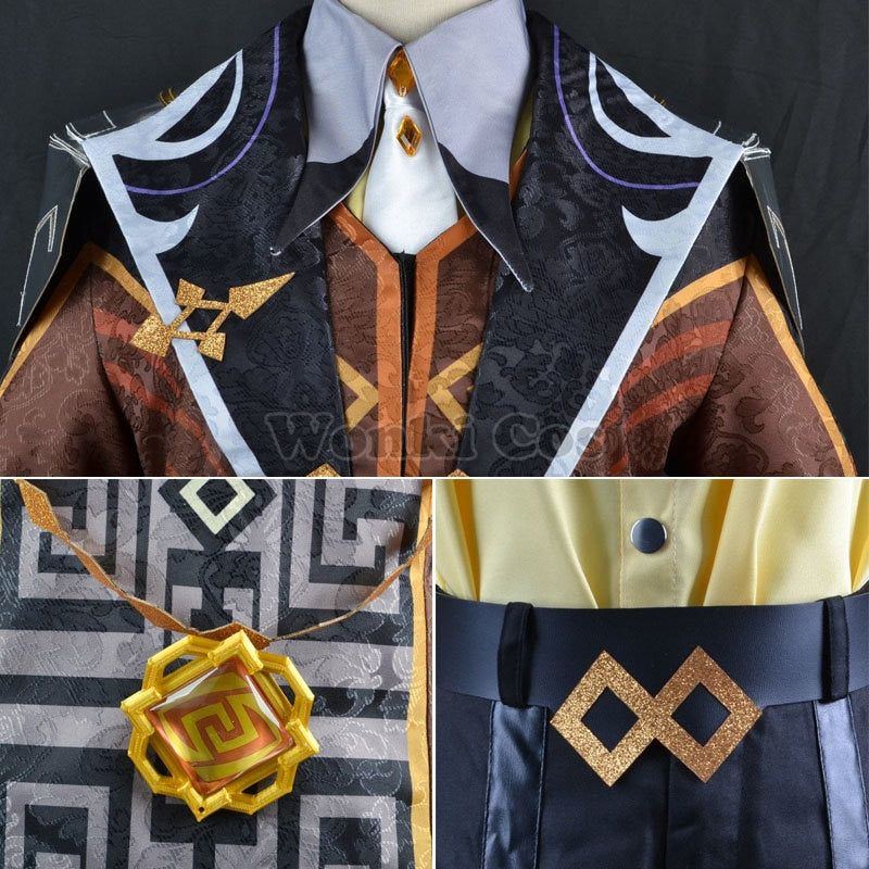 Genshin Zhongli Cosplay Costume Wig Hair Genshin Impact Liyue Morax Zhong Li Cosplay Outfits Costumes