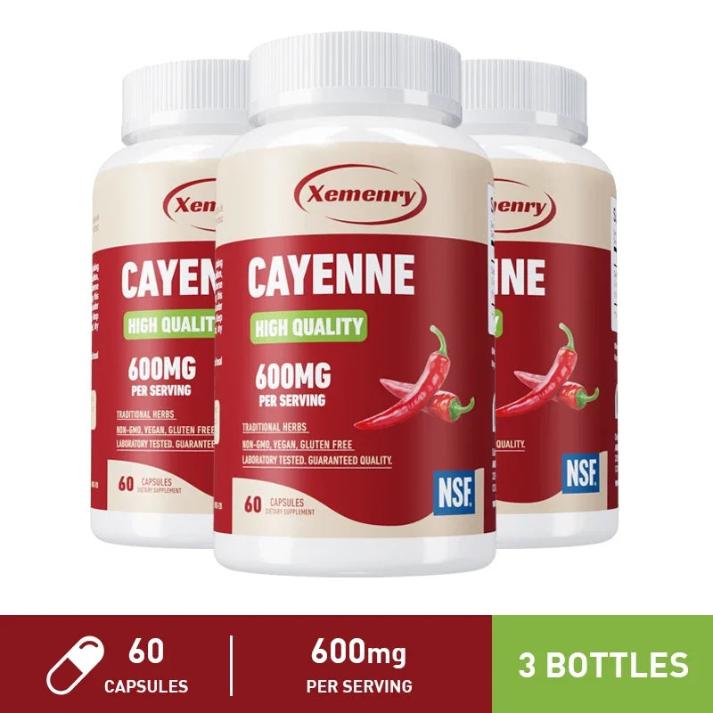 Cayenne Pepper Capsules - Promote Digestion, Detoxification and Cleansing, Enhance Immunity