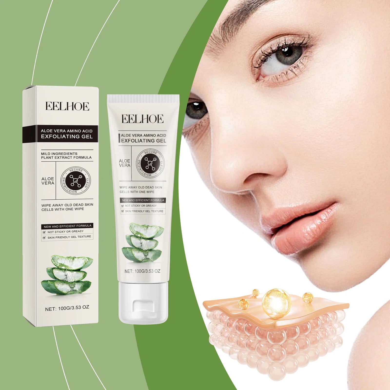Aloe Vera Amino Acid Gentle Exfoliating Gel for Face Deep Cleansing Skin Purifying Moisturizing Facial Care