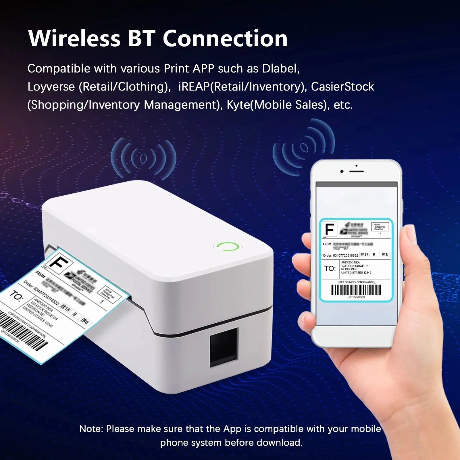 80mm USB Shippting Label Printer Auto Cutter Desktop Direct Thermal Printing Wired Connection Support 1D 2D Barcode for Shipping