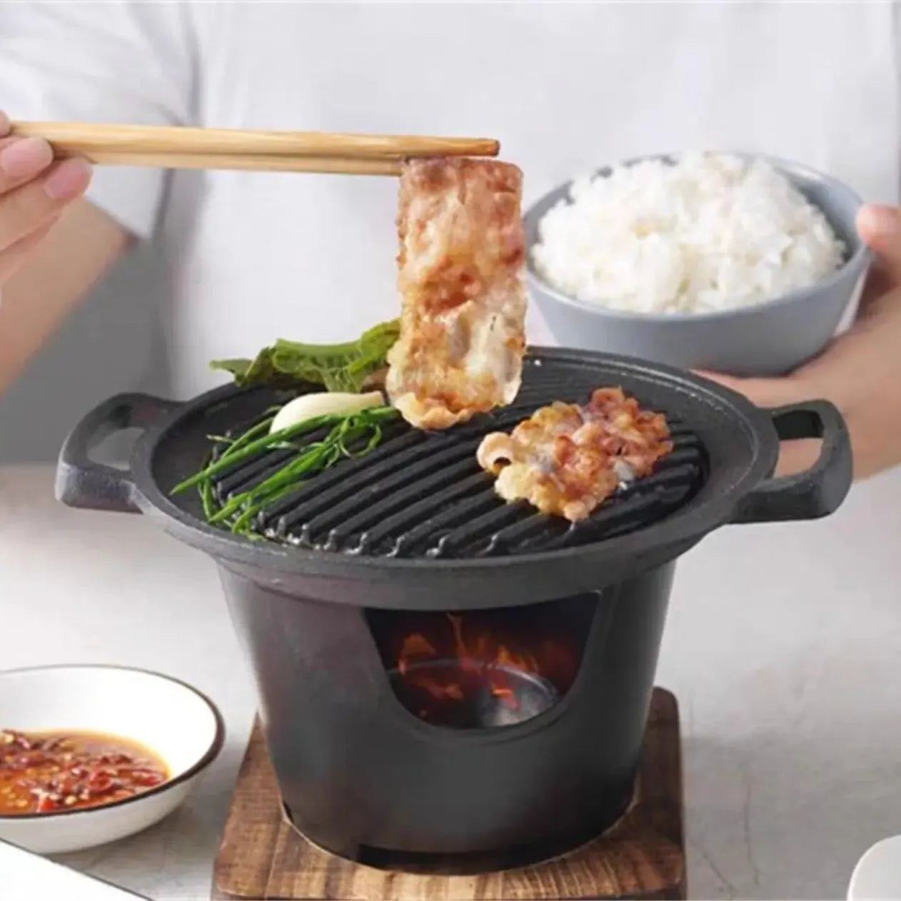 Mini BBQ Alcohol Stove Barbecue Grill Japanese One Person Cooking Oven Detachable Outdoor BBQ Plate Roasting Meat Tools