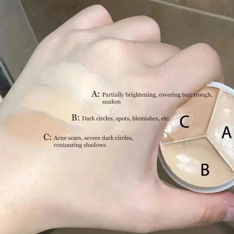 Triple Color Concealer Cover Tattoo Spots Acne Marks Face Fix Concealer Palette Long Lasting No Makeup Removal
