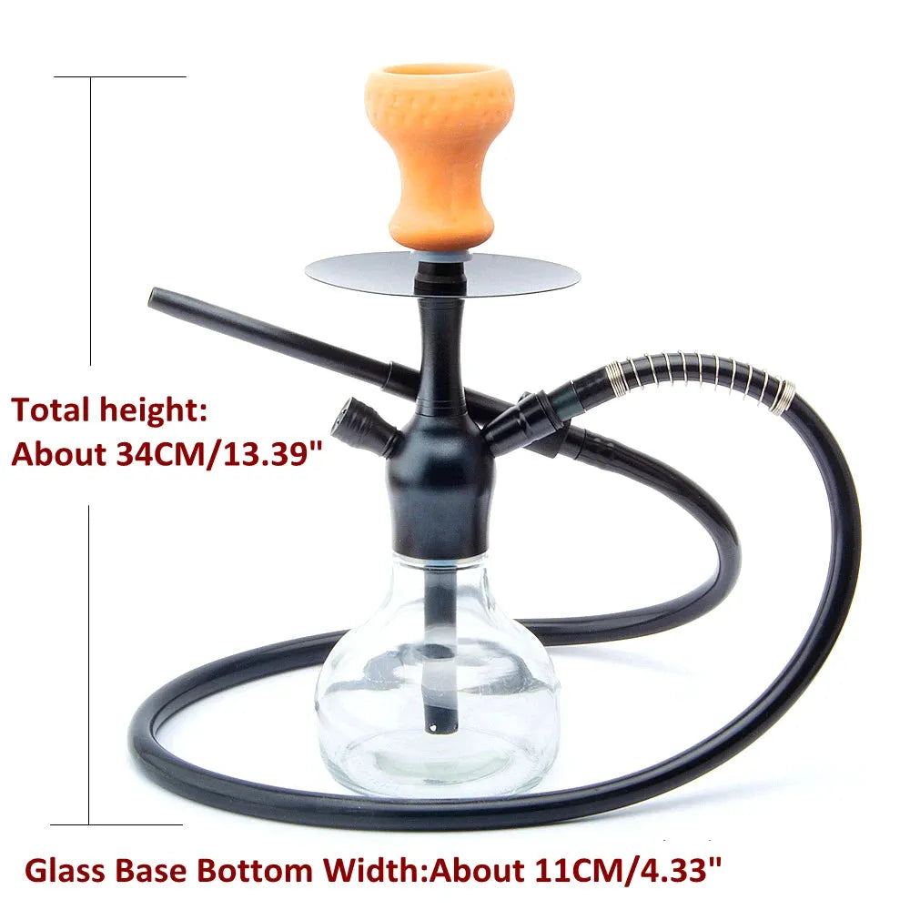 DEJAYA Glass Hookah Set Chicha Shisha Pipe Narguile Completo with Black Bag Hose Bowl Tongs Charcoal Tray Cachimba Pipa Nargile