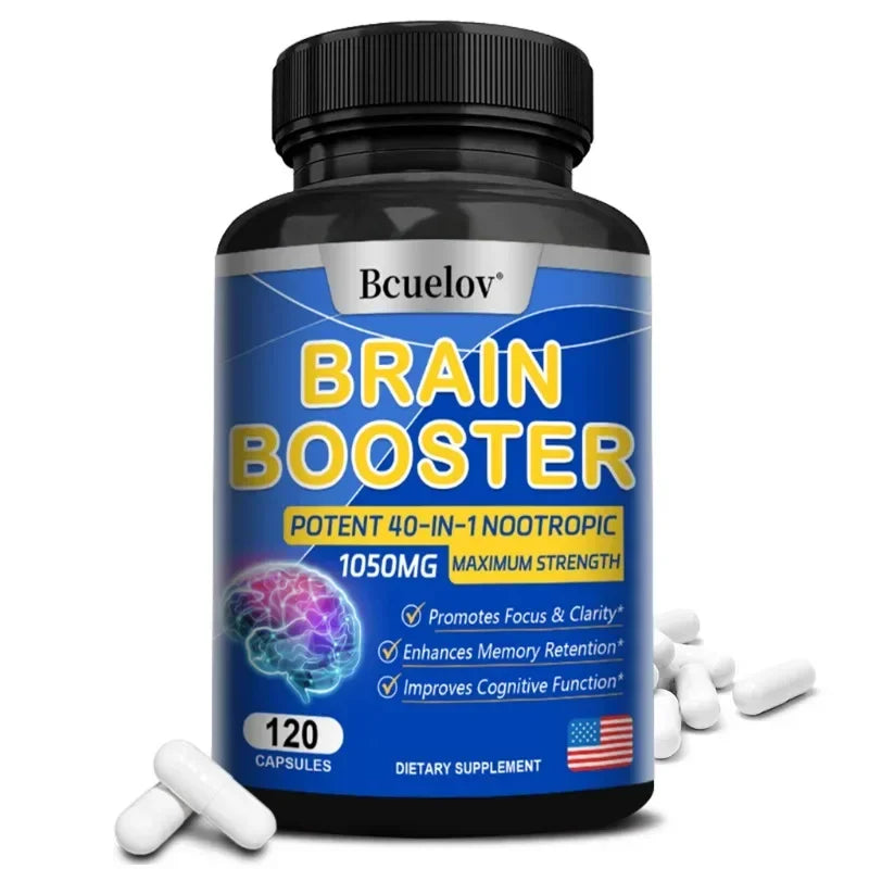 Powerful 14-in-1 Brain Booster - Supports Brain & Nervous System Health, Promotes Focus & Clarity, Boosts Cognitive Antioxidant