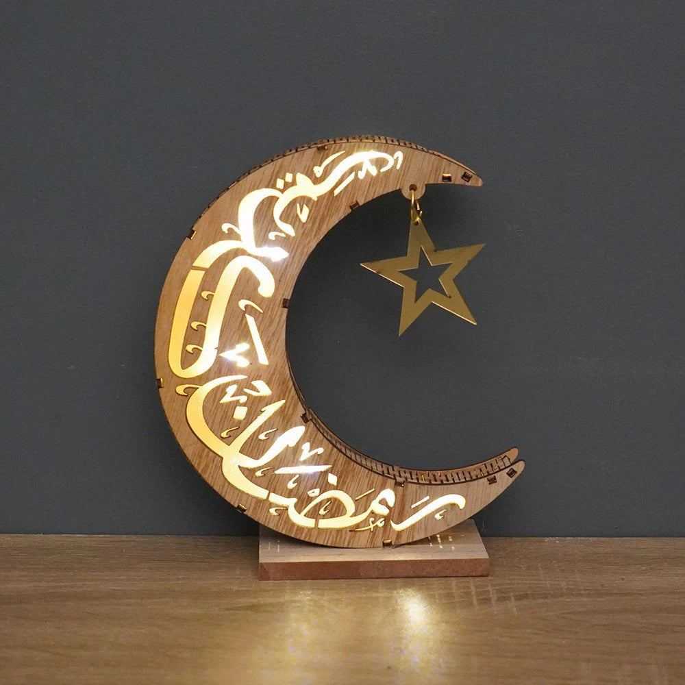 2023 Gold Ramadan Moon Led Lamp Decoration for Home Metal Ramadan Kareem Light Decoration Eid Mubarak Muslim Eid Al Adha Gifts