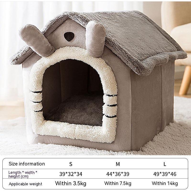 Foldable Cat House Winter Warm Chihuahua Cave Bed Cat Basket for Small Dogs Warm Mat Kennel Puppy House Deep Sleep Pet Supplies - Jointcorp