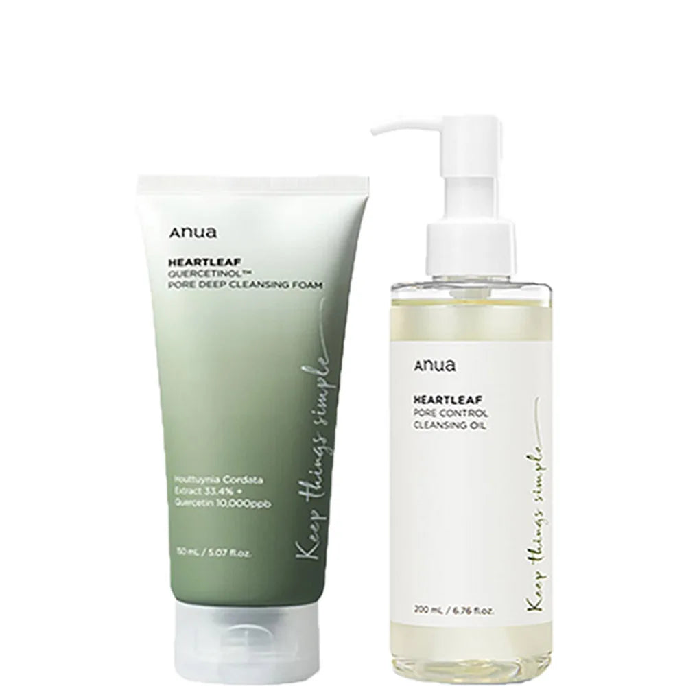 Anua Skincare Set Pore Control Cleansing Oil Quercetin Pore Deep Cleansing Foam Heartleaf 77 Soothing Toner Skin Moisturizer