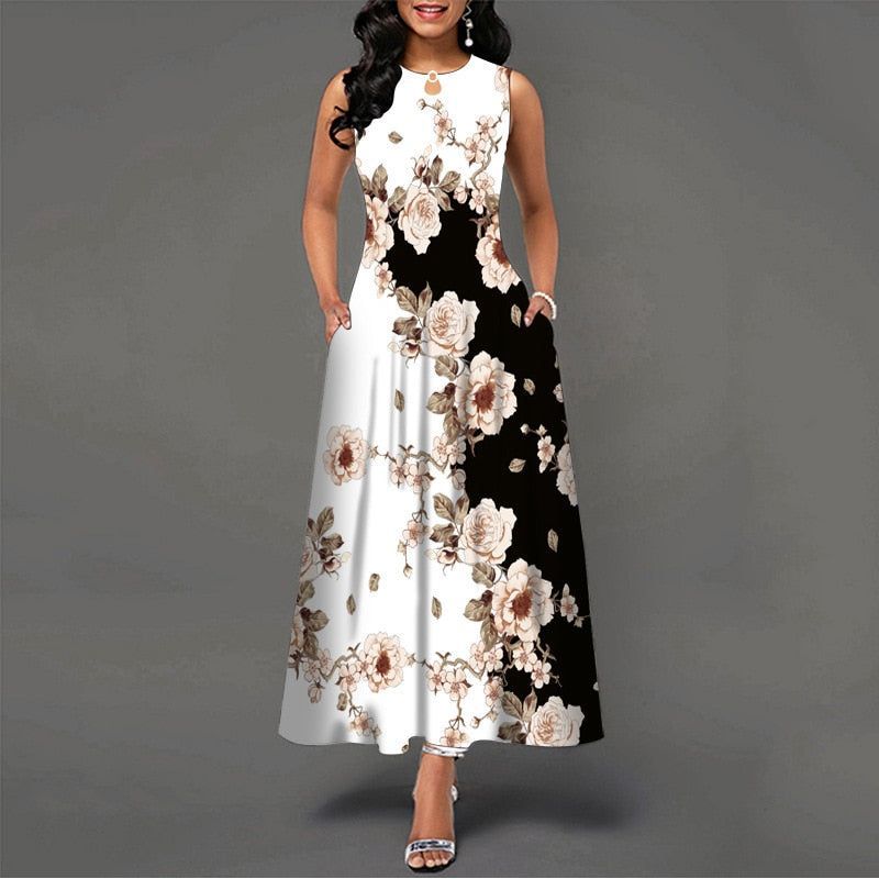 Women New Loose Floral Vintage Hole Ruffles Befree Dress Large Big Summer Camis Party Elegant Maxi Dresses