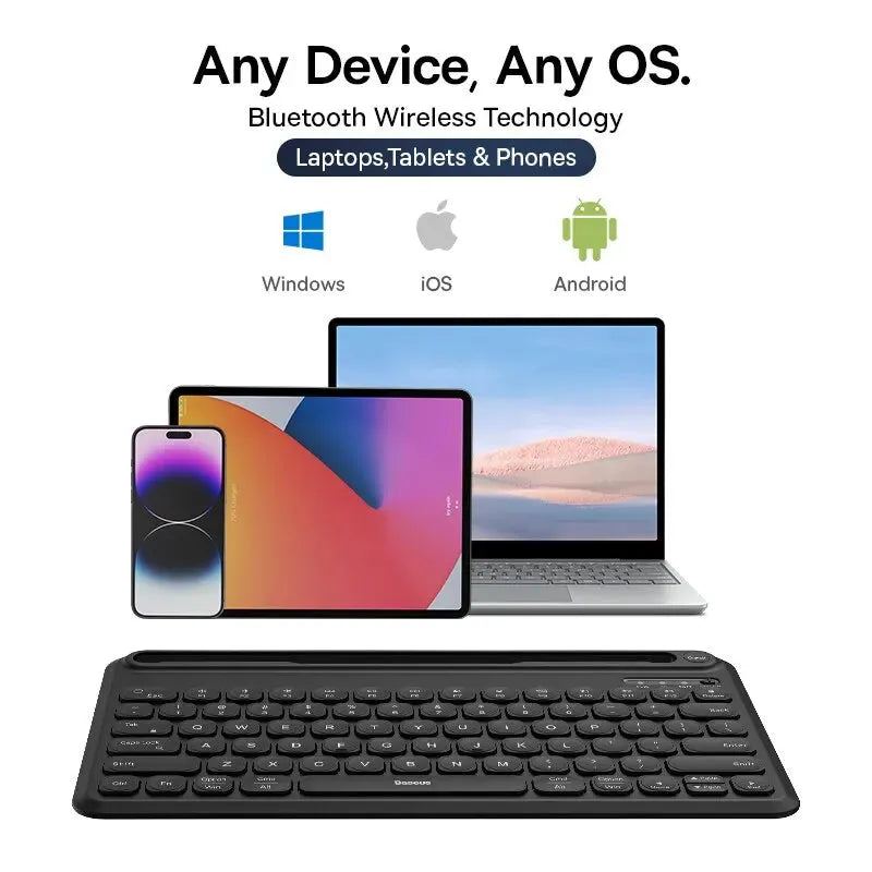 Baseus Wireless Keyboard for iPad K02 Ultrathin 3-Mode 10,000mAh Battery Recharging 78-Key Mini Protable Bluetooth 5.1 Keyboard