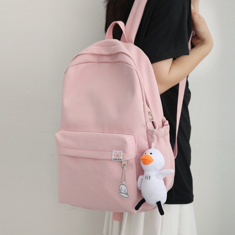 Backpack Soft Sister Solid Color Large Capacity Student Schoolbag 2022 School Season New College Students Ins Backpack