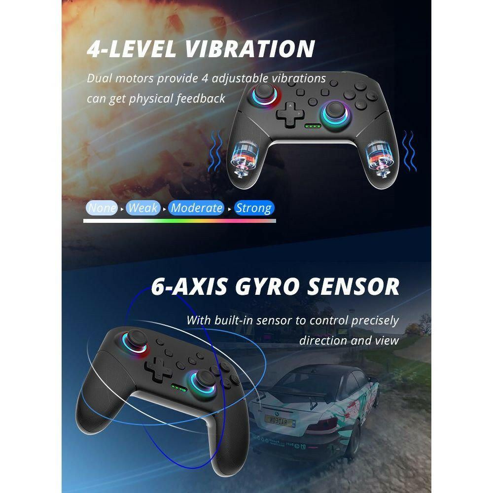 Wireless Controller For Nintendo Switch OLED Console Pro Gamepad with 600Mah Rechargeable Battery Programmable Turbo Function