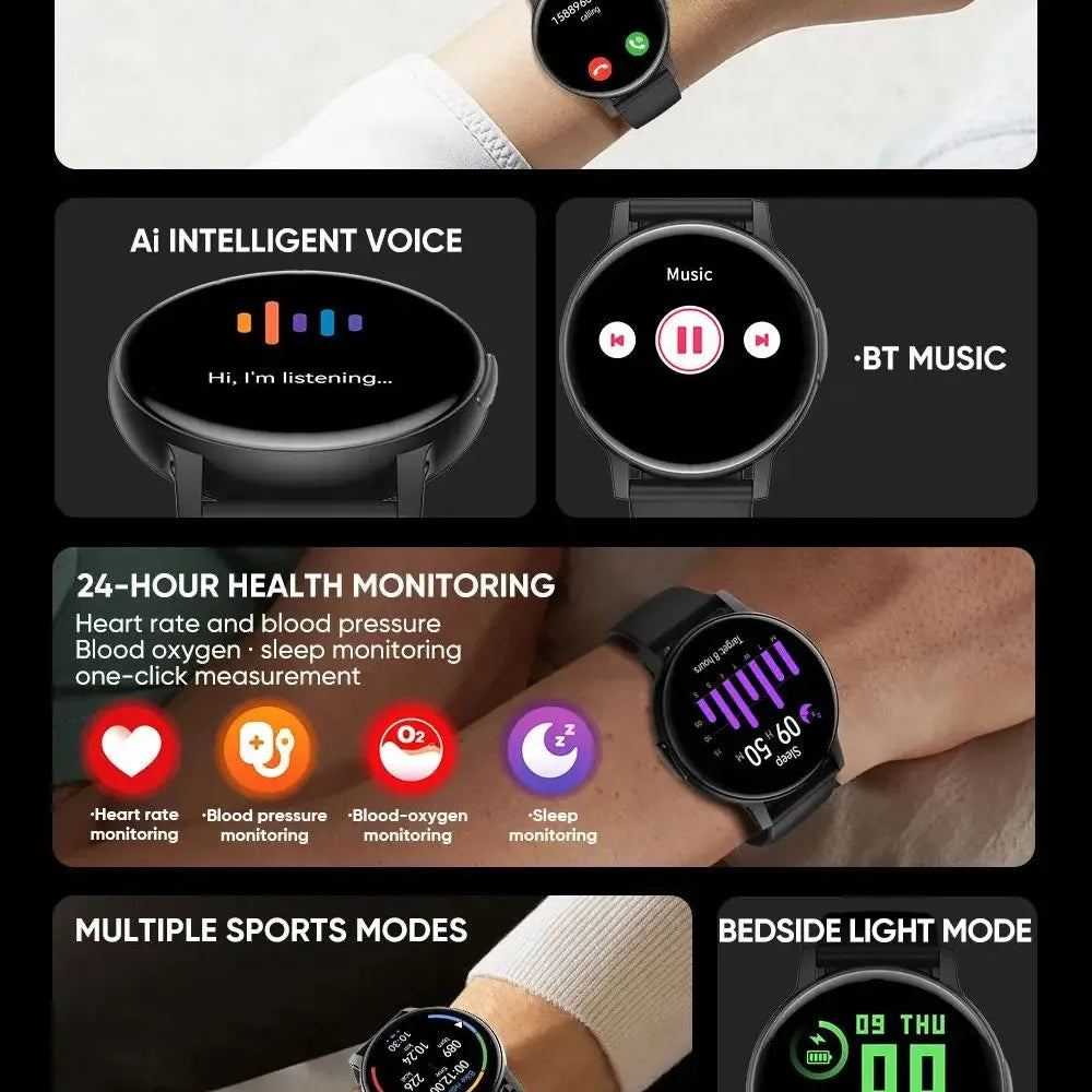 LEMFO 2024 Smart Watch Men Women Call Outdoor Health Heart Rate Moniter Waterproof Bluetooth Call Sports Fitness Smart Watches