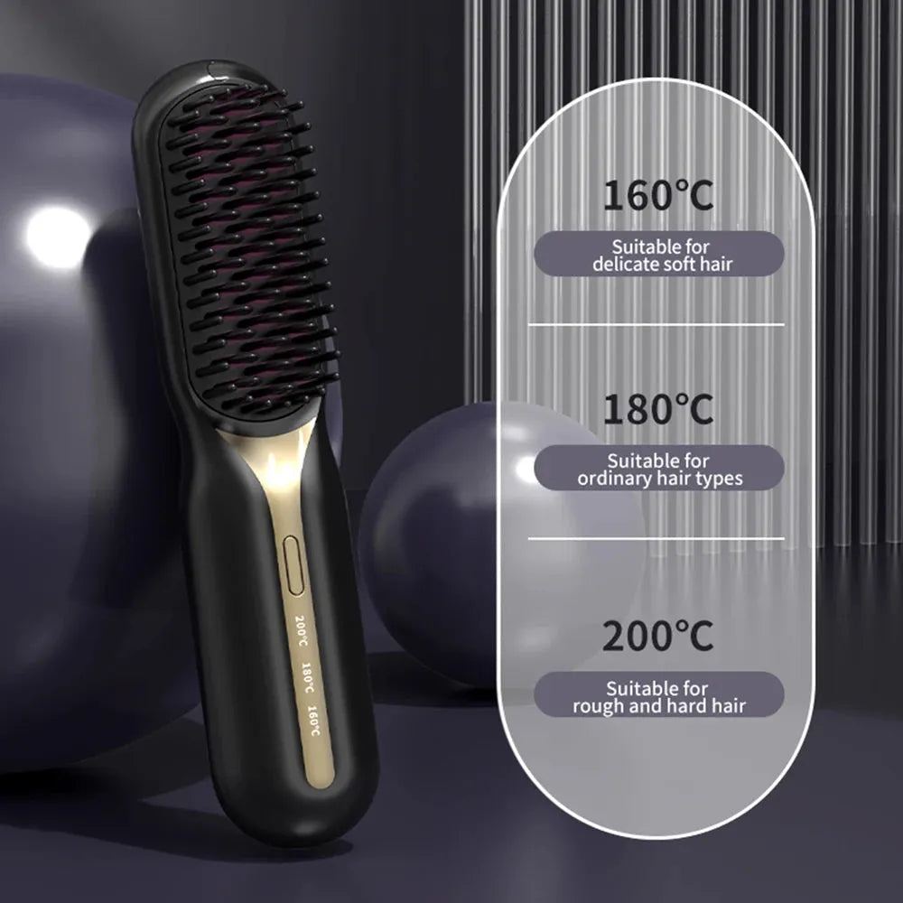 Cordless Hair Straightener Hot Heating Comb Professional Electric Brush for Hair Smoothing Iron Negative Ion Nourish Hair Care