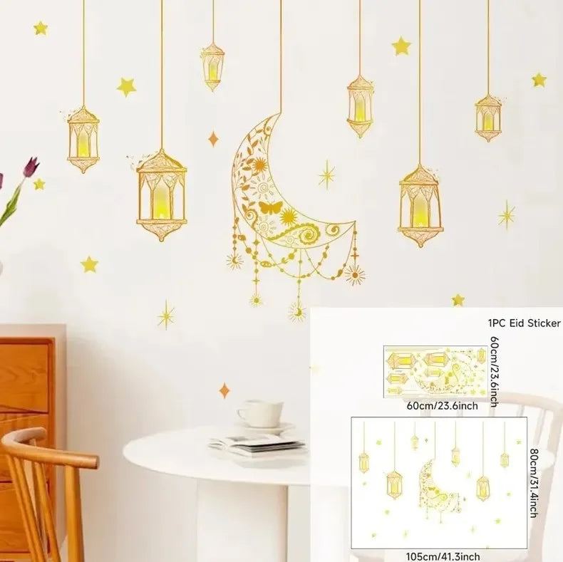 Eid Mubarak Wall Window Stickers Ramadan Decorations for Home 2025 Ramadan Kareem Islamic Muslim Party Decor Eid Mubarak Gifts