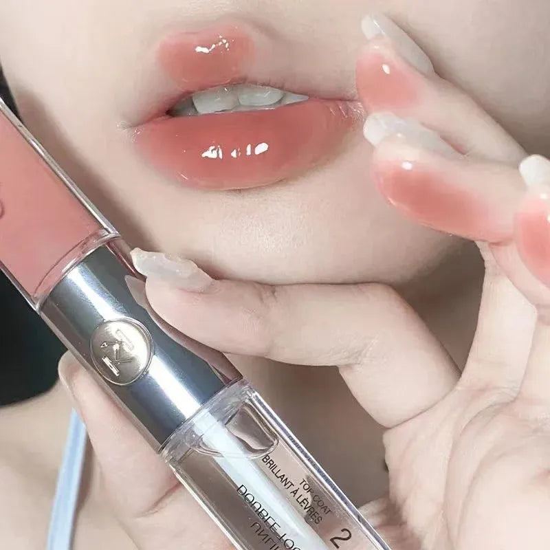 Double-Head Lip Gloss Non-Fading Non-Stick Cup Glossy Moisturizing Lip Glaze Cameo Brown Lip Gloss Makeup Cosmetics For Women