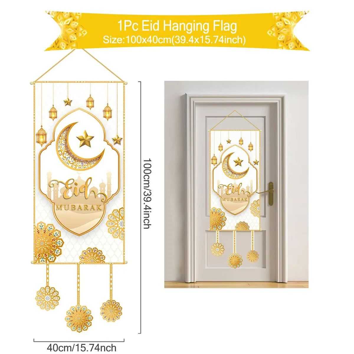 Eid Mubarak Decoration 2025 Hanging Flag Ramadan For Home Door Islamic Muslim Party Decor Ramadan Kareem Banner Eid Al-Fitr Gift