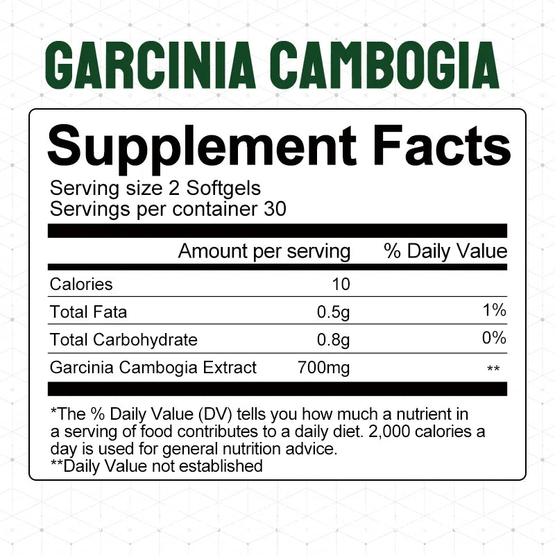 Garcinia Cambogia Capsules for Weight Loss Decrease 700mg Fat Burner for Men&Women Detox Skin Beauty Health Fast Slimming